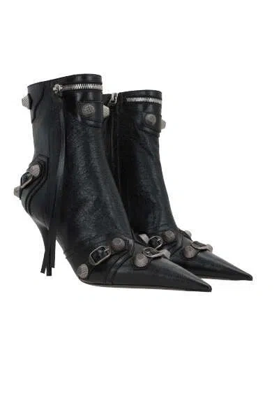 Balenciaga Cagole 50 Ankle Boots In Lamb Leather In Black