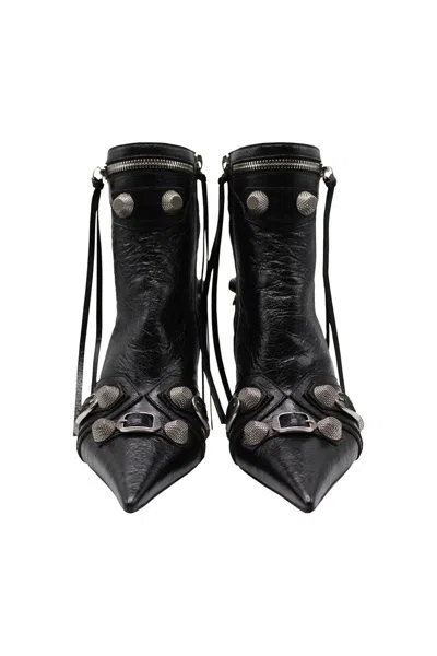 Balenciaga Cagole 50 Ankle Boots In Lamb Leather In Black