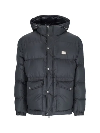 Dolce & Gabbana Giubbotto Imbottito Con Cappuccio In Black