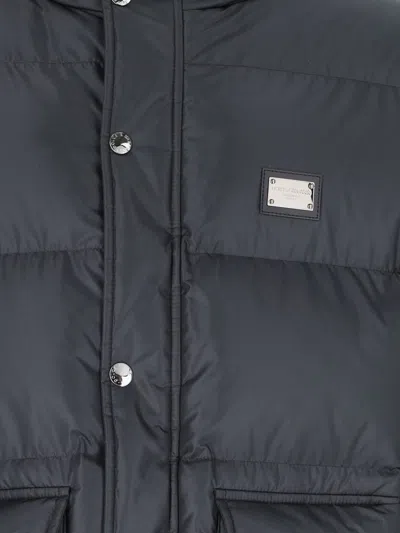 Dolce & Gabbana Giubbotto Imbottito Con Cappuccio In Black