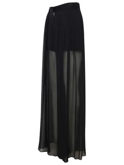 Dolce & Gabbana Loose Black Pants With Detachable Culottes In Stretch Silk Chiffon Woman In Black