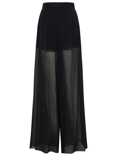 Dolce & Gabbana Loose Black Pants With Detachable Culottes In Stretch Silk Chiffon Woman In Black