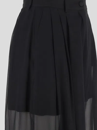 Dolce & Gabbana Loose Black Pants With Detachable Culottes In Stretch Silk Chiffon Woman In Black