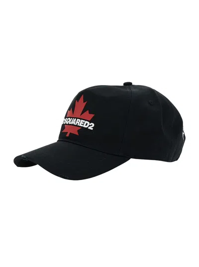Dsquared2 Canadian Leaf Baseball Cap In Black