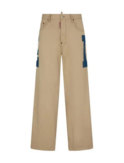 Dsquared2 Stone Cotton Pants In Beige