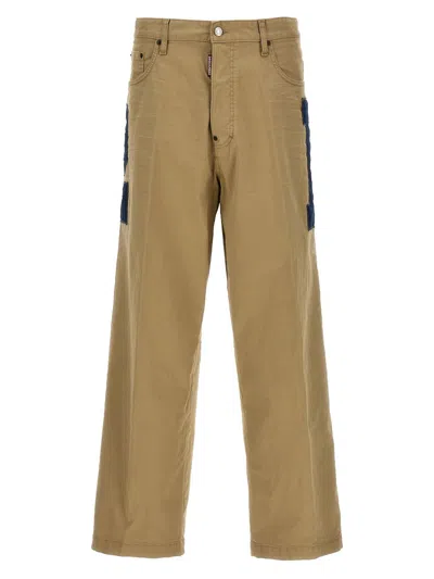Dsquared2 Stone Cotton Pants In Beige