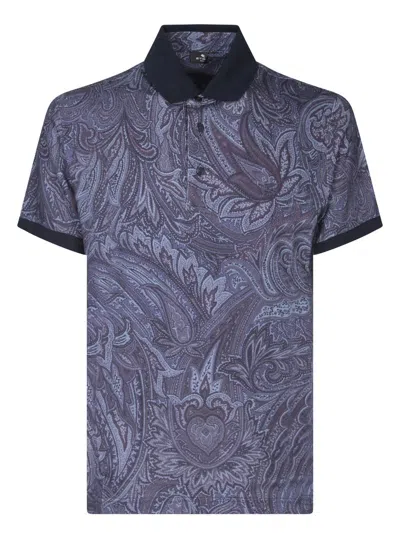 Etro Paisley Polo T-shirt In Blue