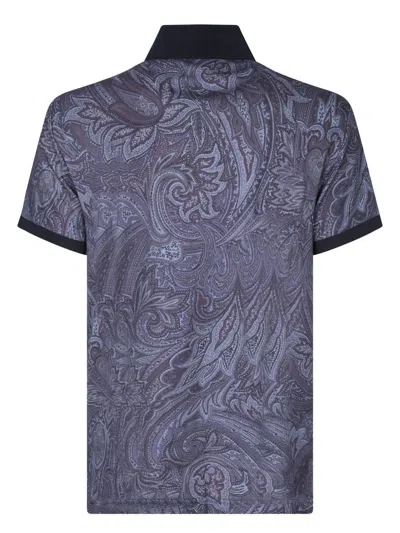 Etro Paisley Polo T-shirt In Blue