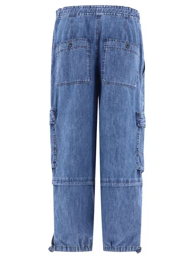 Isabel Marant Étoile Ivy Cargo Pants In Washed Effect Canvas Fabric In Blue