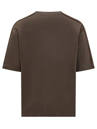 Lanvin Logo T-shirt With Curb Branded Stripes In Brown
