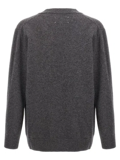 Maison Margiela Wool Cardigan With Four-stitched Logo In Grey