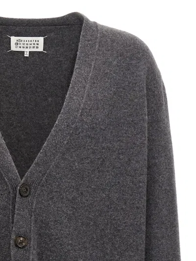 Maison Margiela Wool Cardigan With Four-stitched Logo In Grey
