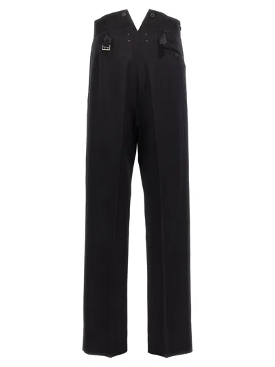 Maison Margiela Strap Wool Pants In Black