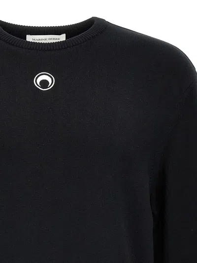Marine Serre 'lune Logo' Crew Neck Sweater In Black