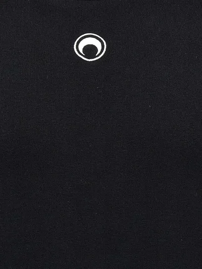 Marine Serre 'lune Logo' Crew Neck Sweater In Black