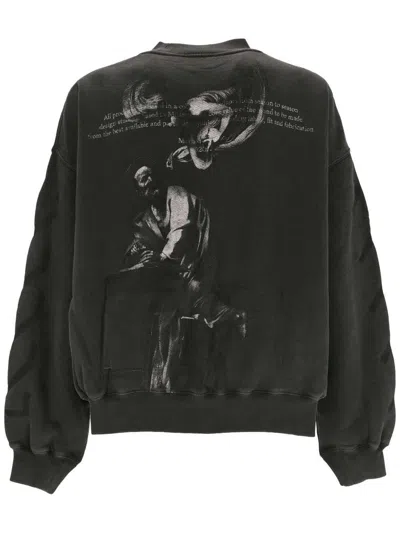 Off-white Off White St. Matthew Crewneck Sweatshirt With Arrow In Black