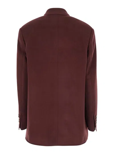 Etro Bordeaux Double-breasted Jacket With Logo Detail On Buttons In Red