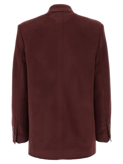 Etro Bordeaux Double-breasted Jacket With Logo Detail On Buttons In Red