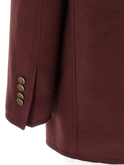 Etro Bordeaux Double-breasted Jacket With Logo Detail On Buttons In Red