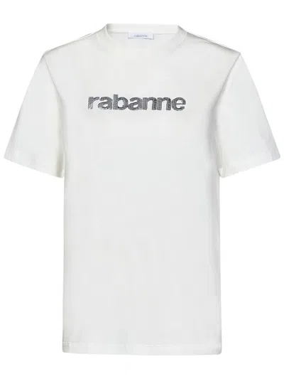 Rabanne Embellished Logo Regular T-shirt In White