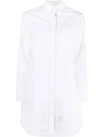 Thom Browne Long-sleeved Mini Shirt Dress In White