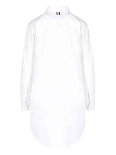 Thom Browne Long-sleeved Mini Shirt Dress In White