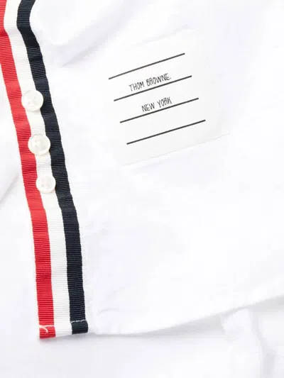 Thom Browne Long-sleeved Mini Shirt Dress In White