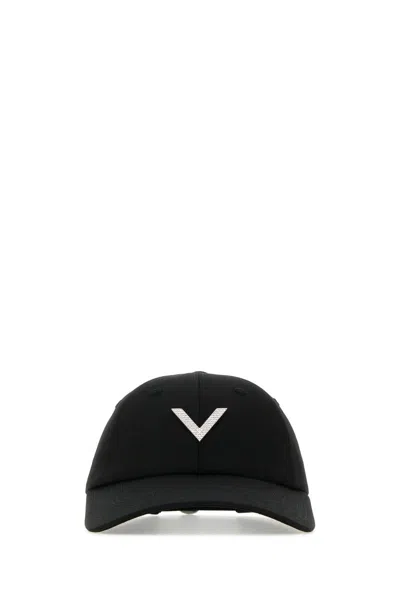 Valentino Garavani Women Black Stretch Cotton Baseball Cap In Nerostrass