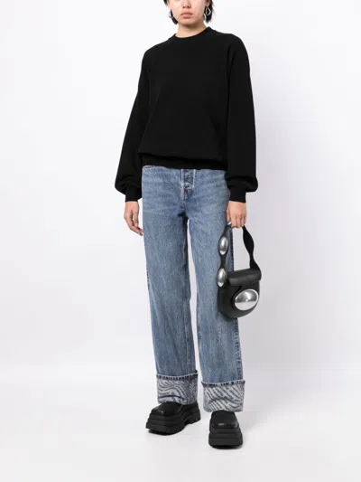 Alexander Wang Black Stretch Polyester Blend Sweater In 001 Black