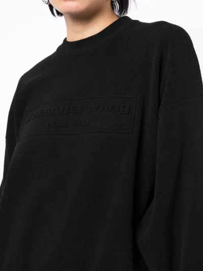 Alexander Wang Black Stretch Polyester Blend Sweater In 001 Black