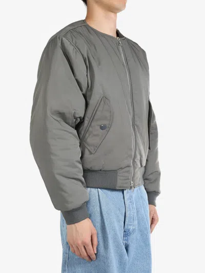 Dries Van Noten Gray Collarless Bomber Jacket In 802 Grey