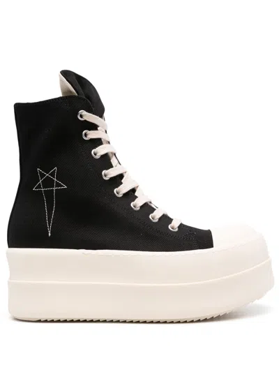 Rick Owens Drkshdw Black Porterville Double Bumper Sneaks Sneakers In 9811 Black/pearl/milk/milk