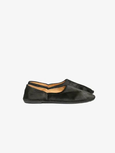 The Row Canal Slip-on Black Suede Loafers In Pt Petrol