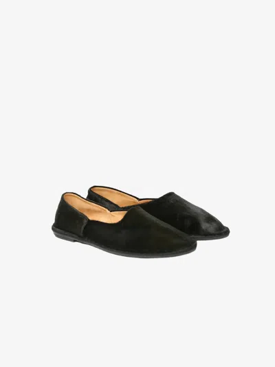 The Row Canal Slip-on Black Suede Loafers In Pt Petrol