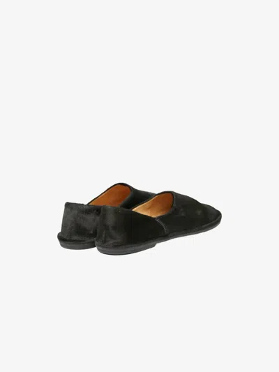 The Row Canal Slip-on Black Suede Loafers In Pt Petrol
