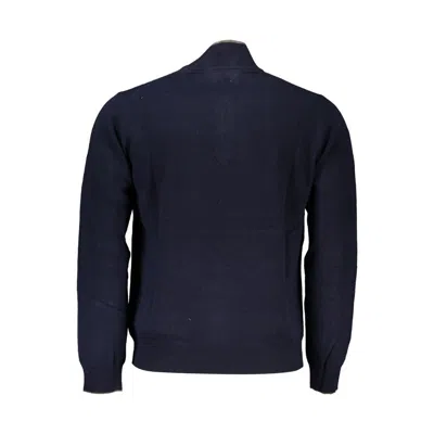 Harmont & Blaine Elegant Contrast Detail Half Zip Sweater In Blue