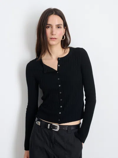 Alex Mill Kb Ribbed Cardigan In Black