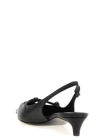 Dolce & Gabbana Mun 30 Croc-embossed Leather Slingback Pumps In Black