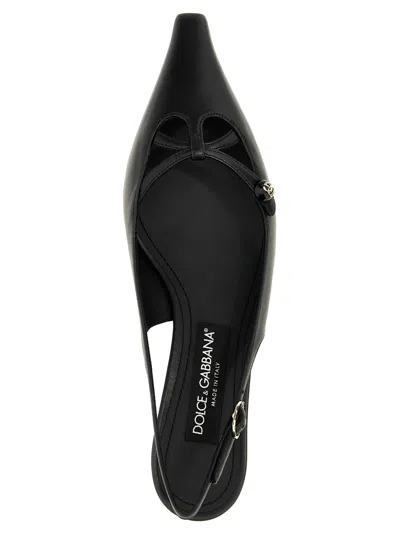 Dolce & Gabbana Mun 30 Croc-embossed Leather Slingback Pumps In Black