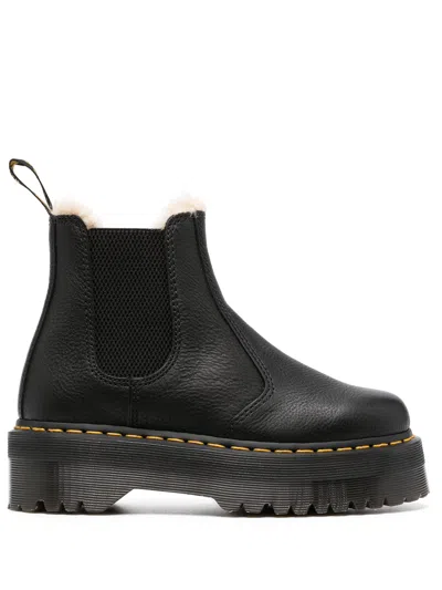 Dr. Martens' Black 2976 Polished Smooth Platform Chelsea Boots
