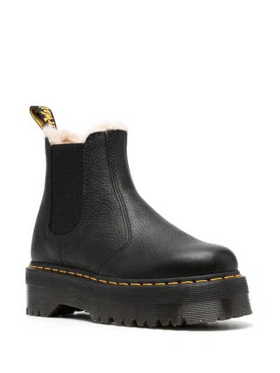 Dr. Martens' Black 2976 Polished Smooth Platform Chelsea Boots