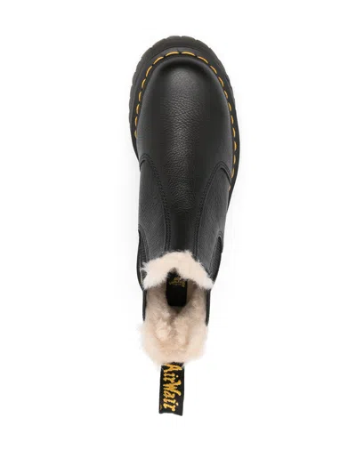 Dr. Martens' Black 2976 Polished Smooth Platform Chelsea Boots
