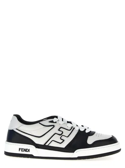 Fendi Leather Sneakers With Ff Lateral Logo In Multi