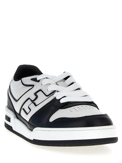 Fendi Leather Sneakers With Ff Lateral Logo In Multi