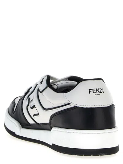 Fendi Leather Sneakers With Ff Lateral Logo In Multi