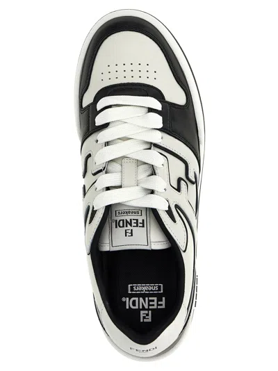 Fendi Leather Sneakers With Ff Lateral Logo In Multi