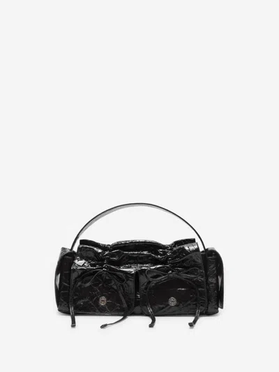 Acne Studios Multipocket Leather Shoulder Bag In Detailed With Knotted Laces And Jean-inspired Rivets On The Pockets