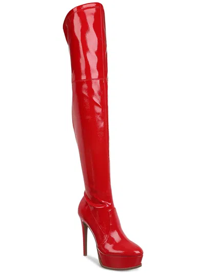 Thalia Sodi Silena Womens Faux Leather Platform Over-the-knee Boots In Red