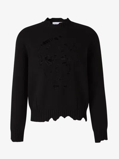 Shop Alexander Mcqueen Skull Detail Sweater In Neck And Hem With Unstitched Details