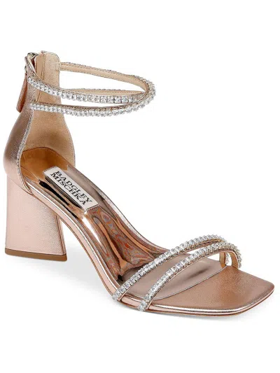Badgley Mischka Lillie Metallic Crystal Ankle-cuff Sandals In White